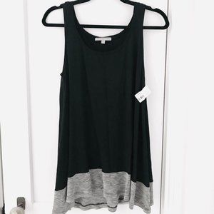 People Like Frank Black Flowy Top With Grey Detail